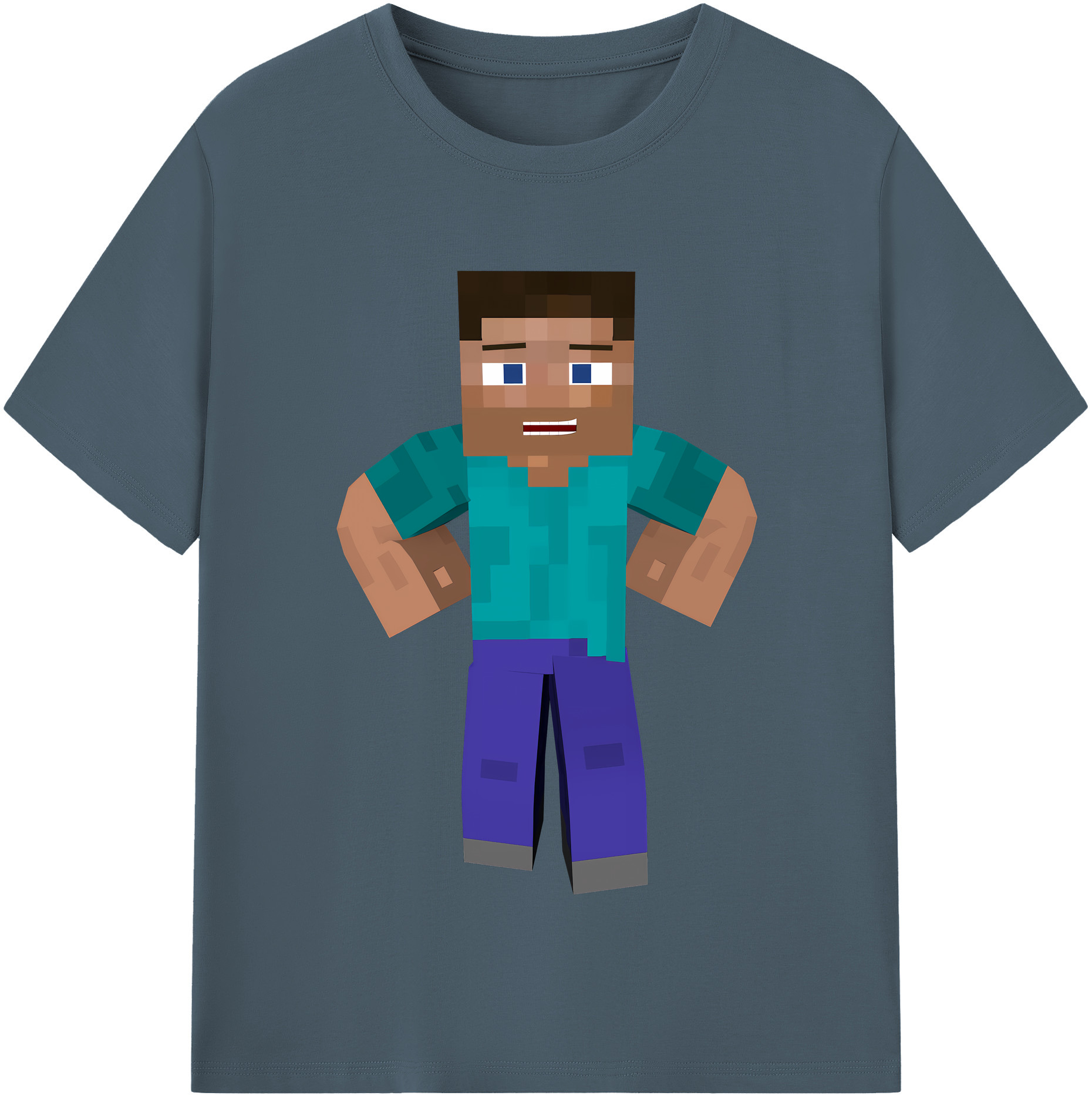 （画像用） マインクラフト ブロックの世界 Minecraft MC Block world 綿100％半袖Tシャツ（フロントプリント）